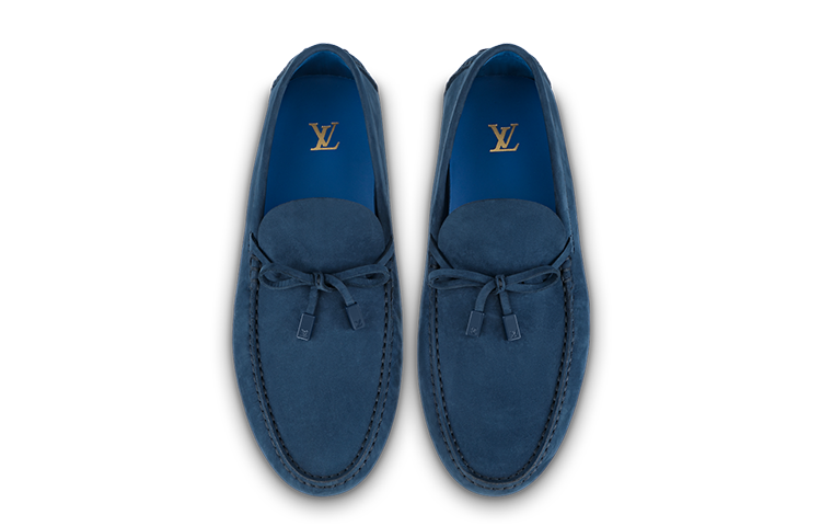 Purchase LOUIS VUITTON 驅動者 皮革 圓頭套穿 男性休閒鞋 男款 藍色