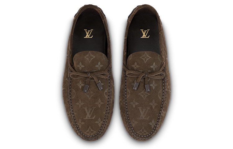 Shop 路易威登 駕駛員鞋 麂皮 壓紋男款 休閒鞋 棕色
