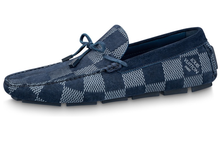 Louis Vuitton Driver Moccasin Shoes 'Blue Plaid' 1AAQYP