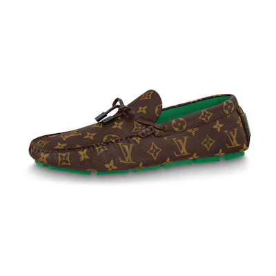 LV Driver Moccasin Shoes 'Brown Monogram with Green'