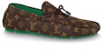 Order Kasut Louis Vuitton Driver Moccasin 'Coklat Monogram dengan Hijau' 1AARSP