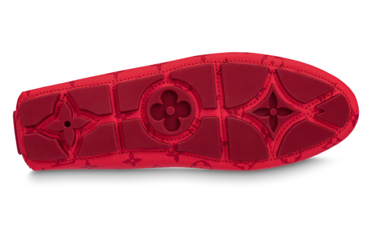 Shop 路易威登红色字母印花驾车豆豆鞋 1AAPY6