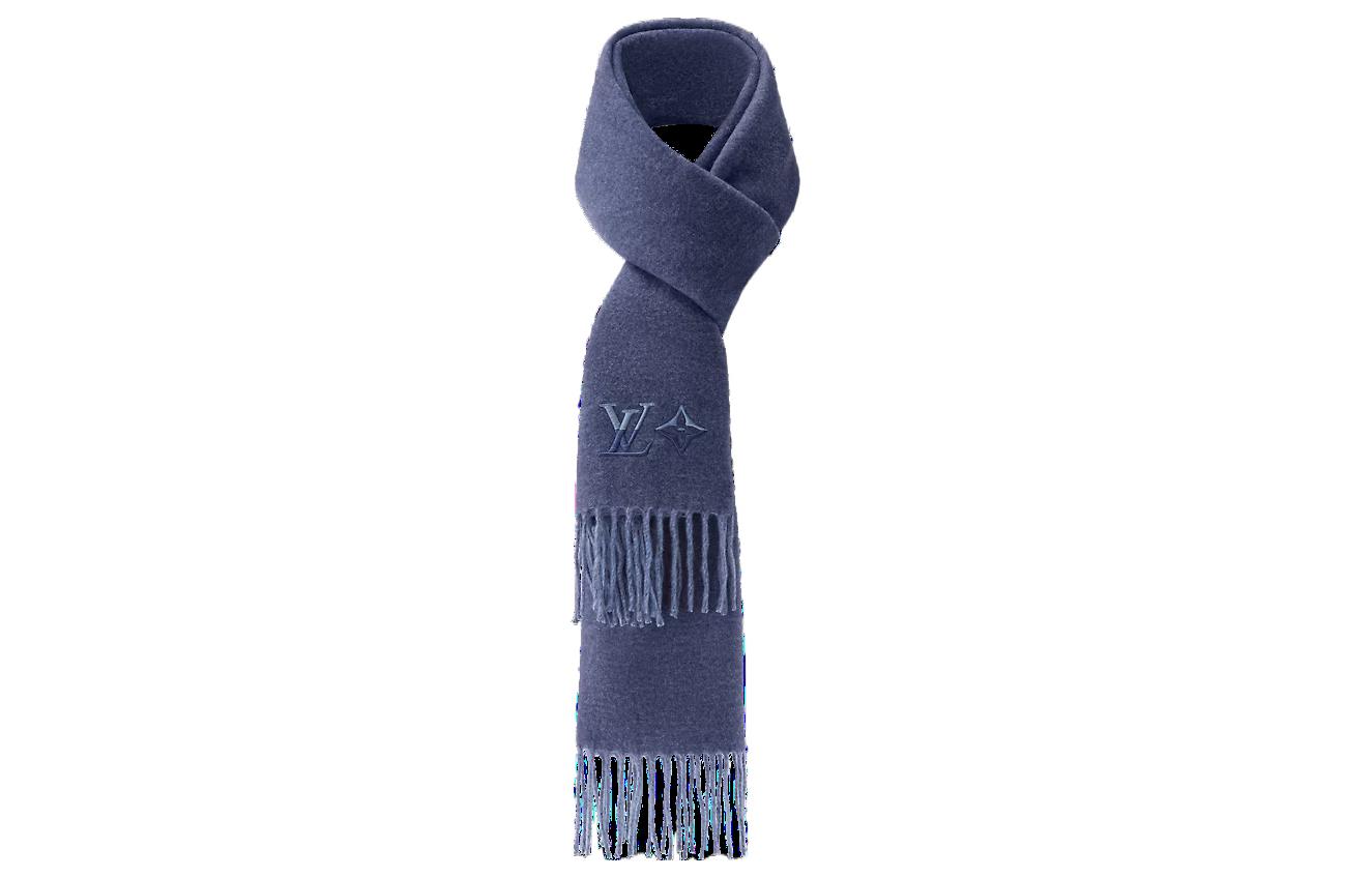 LOUIS VUITTON Dual Monogram Wool Scarf Blue  Accessory. M79099 圖 4