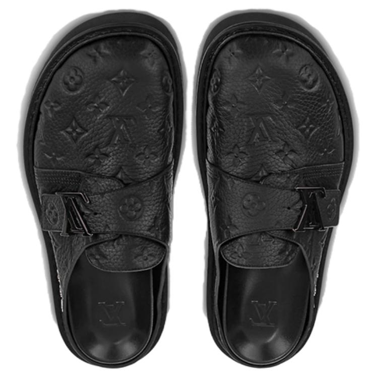 Shop 루이비통 블랙 모노그램 이지 뮬 1AA0CA