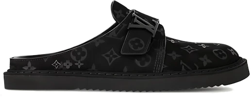 Order LOUIS VUITTON 簡易皮革套穿圓頭包頭拖鞋 男款 黑色