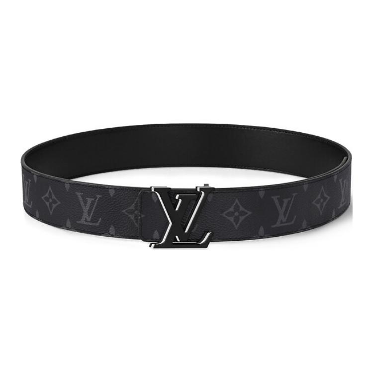 LOUIS VUITTON Eclipse Monogram Canvas Belt Black Unisex Couple Style 4CM Width M8505S