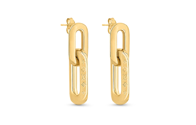 Louis Vuitton Edge Double Gold Metal Earrings Unisex Couples Gold. MP2990 圖 2