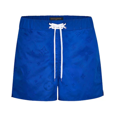LOUIS VUITTON Electric Blue Logo Print Lace-Up Beach Shorts 1A5D5W