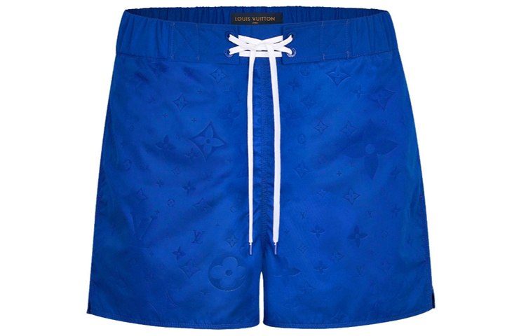 Order LOUIS VUITTON Seluar Pendek Pantai Cetakan Logo Biru Elektrik Lace-Up 1A5D5W