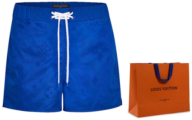 LOUIS VUITTON Seluar Pendek Pantai Cetakan Logo Biru Elektrik Lace-Up 1A5D5W Sizing LOUIS VUITTON Seluar Pendek Pantai Cetakan Logo Biru Elektrik Lace-Up 1A5D5W