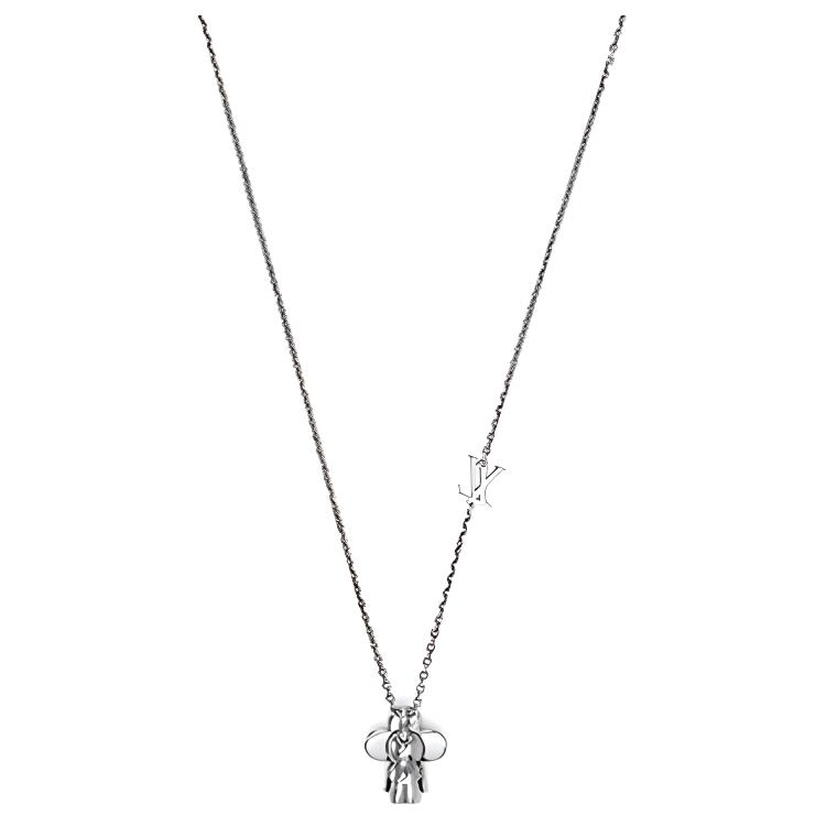 Louis Vuitton Elegant Athens Monogram Pendant Metal Necklace Black Unisex M00831