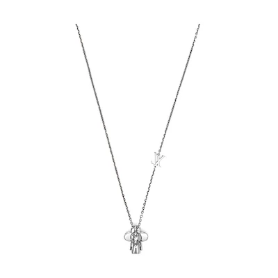 Louis Vuitton Elegant Athens Monogram Pendant Metal Necklace Black Unisex M00831