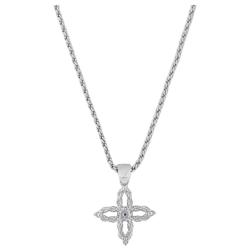 Shop LOUIS VUITTON Embellished Brass Necklace Unisex Couple Design Silver M02062