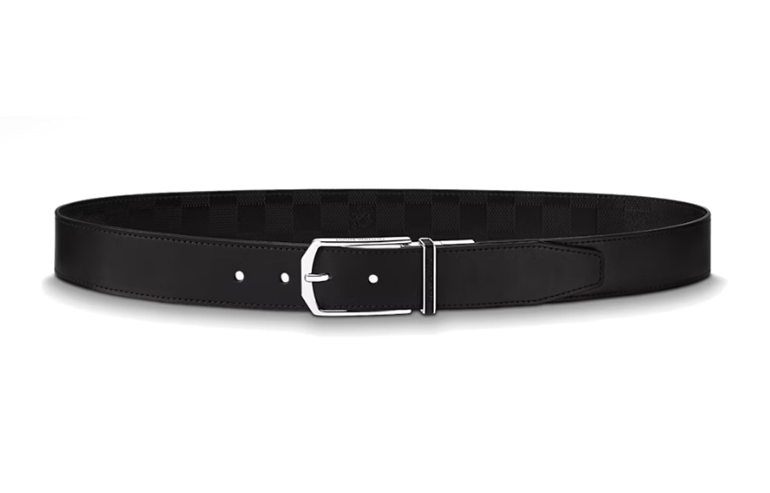 Louis Vuitton Embossed Checkered Leather Belt Black 3.5cm M8204 圖 4