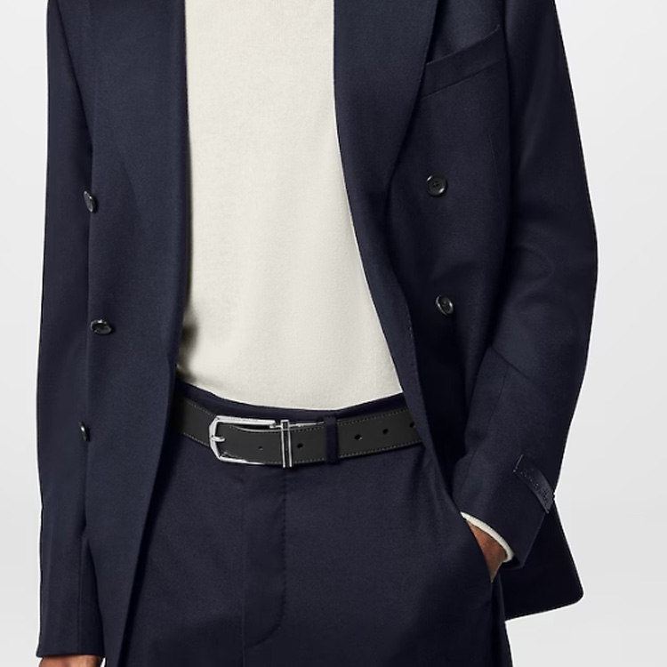 Louis Vuitton Embossed Checkered Leather Belt Black 3.5cm M8204 圖 5