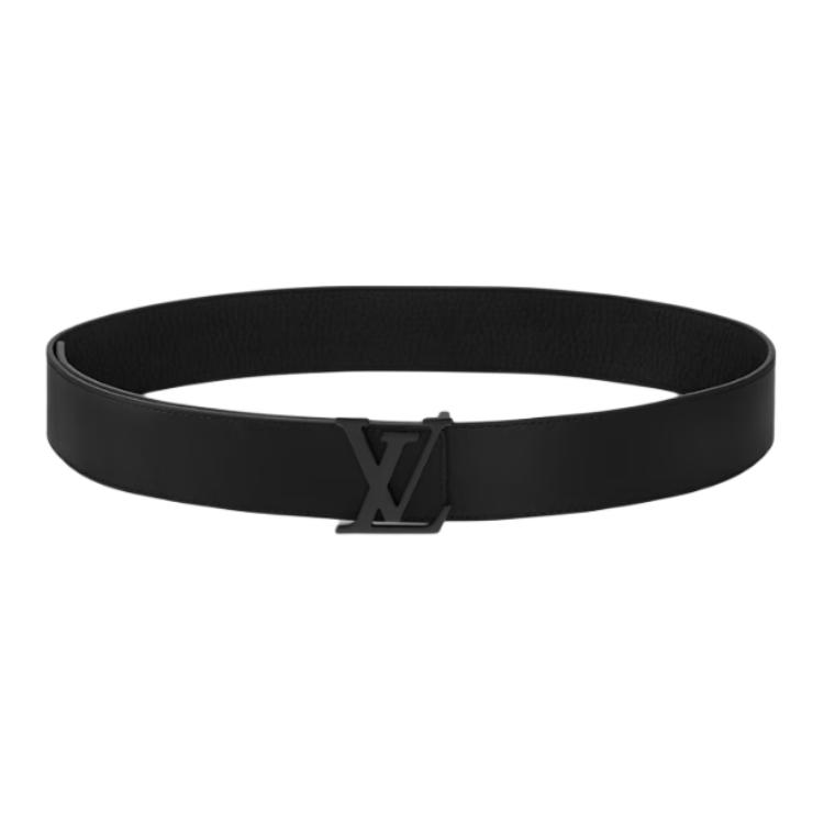 Louis Vuitton Embossed Leather Metal Calfskin Belt Black 4CM Mens. m4487 圖 2
