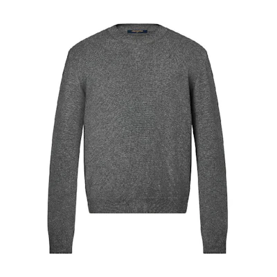 LOUIS VUITTON Embossed Monogram Crewneck Long Sleeve Sweater Grey Men. 1A9VV1