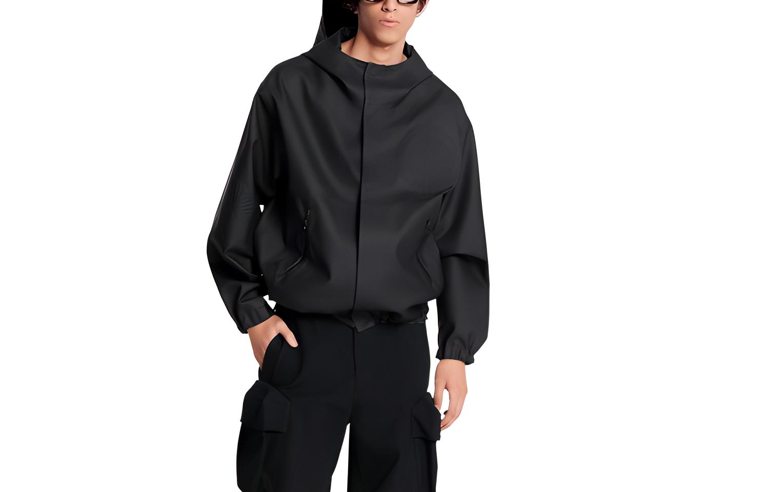 Louis Vuitton Embossed Patch Hoodie Jacket Men’s Black 1A5P8I