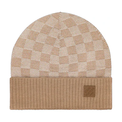 LOUIS VUITTON Embossed Patch Knit Beanie Khaki for Men. M77984