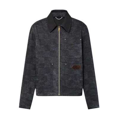 Louis Vuitton Embossed Pattern Zip-Up Jacket Black 1AFWIX