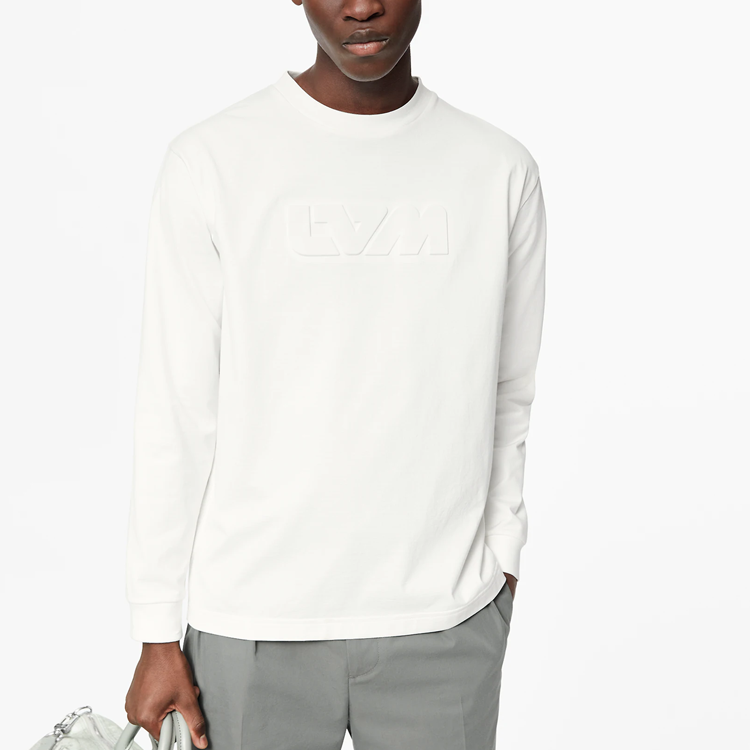 LOUIS VUITTON Embossed Solid Color Crewneck T-Shirt White 1A8ZNV 圖 4