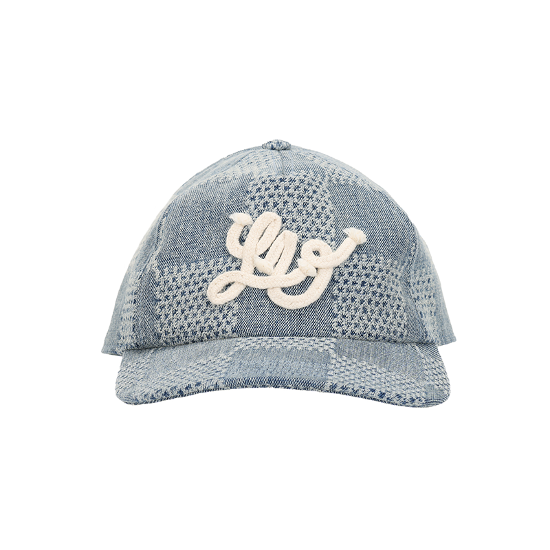 LOUIS VUITTON Embroidered Cotton Baseball Cap Blue Unisex Couple Style m7534m