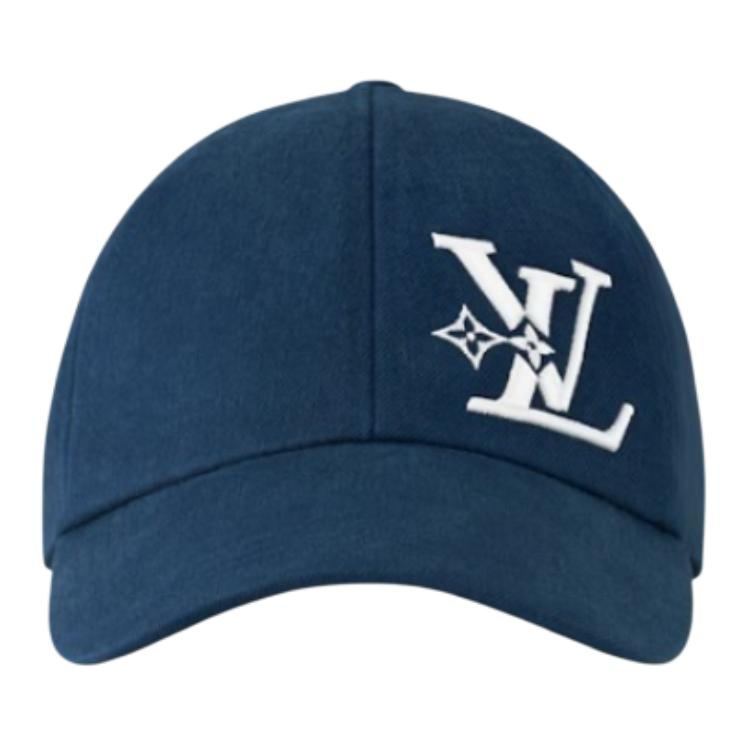 Lookbook Topi Baseball Pria LOUIS VUITTON Bordir Katun Hitam/Biru/Abu-abu 105403146