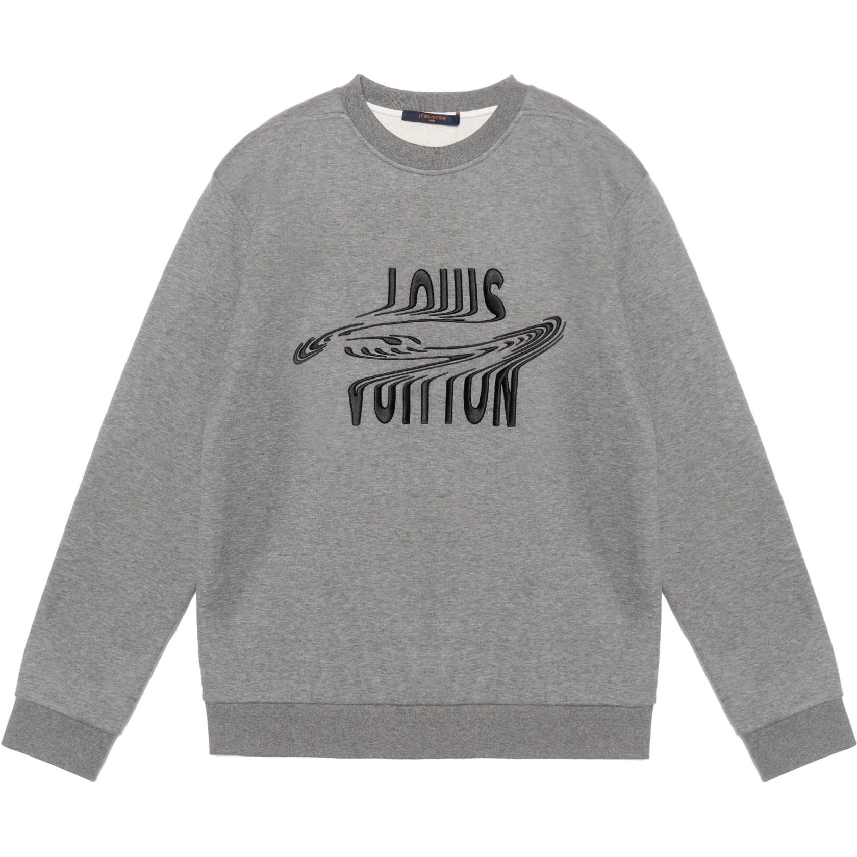 Louis Vuitton Embroidered Irregular Logo Gray Sweatshirt 1A8GVQ