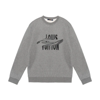 Louis Vuitton Embroidered Irregular Logo Gray Sweatshirt 1A8GVQ