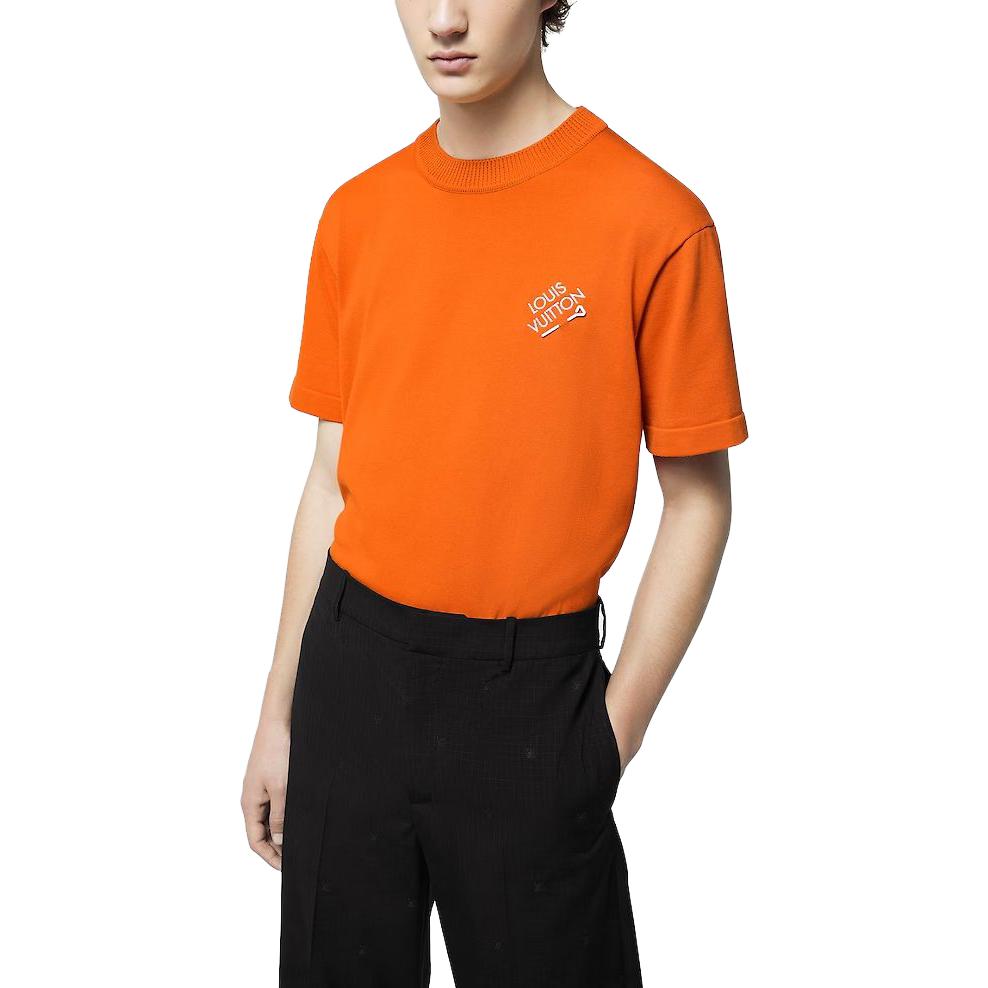 Details for Camiseta LOUIS VUITTON Logo Bordado Cuello Redondo Naranja 1ABIY2