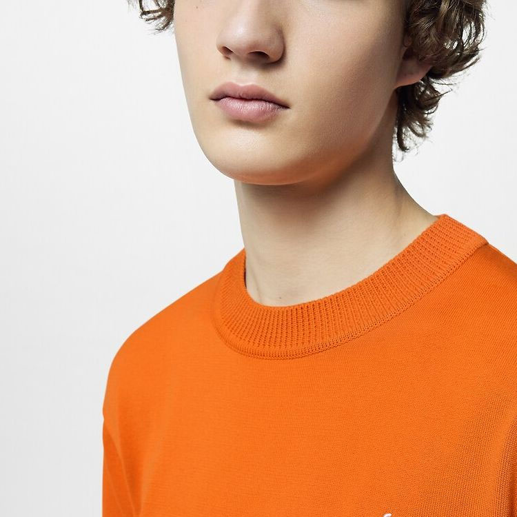 Sizing Camiseta LOUIS VUITTON Logo Bordado Cuello Redondo Naranja 1ABIY2