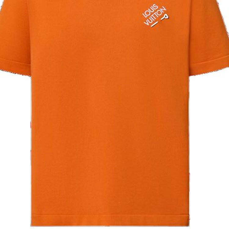 Cheap Camiseta LOUIS VUITTON Logo Bordado Cuello Redondo Naranja 1ABIY2