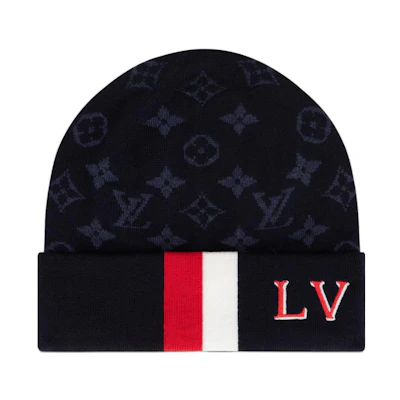 LOUIS VUITTON Embroidered LV Logo Wool Knit Beanie for Men. M77955