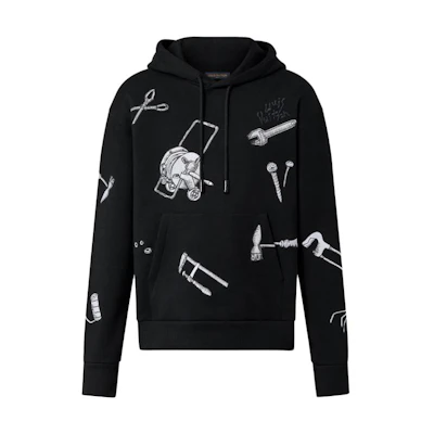 Louis Vuitton Embroidered Tool Pattern Hoodie Black 1AB4U8