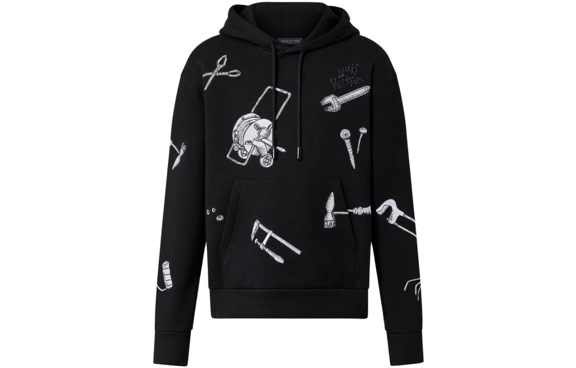 Order Louis Vuitton Hoodie Hitam Pola Bordir Alat. 1AB4U8