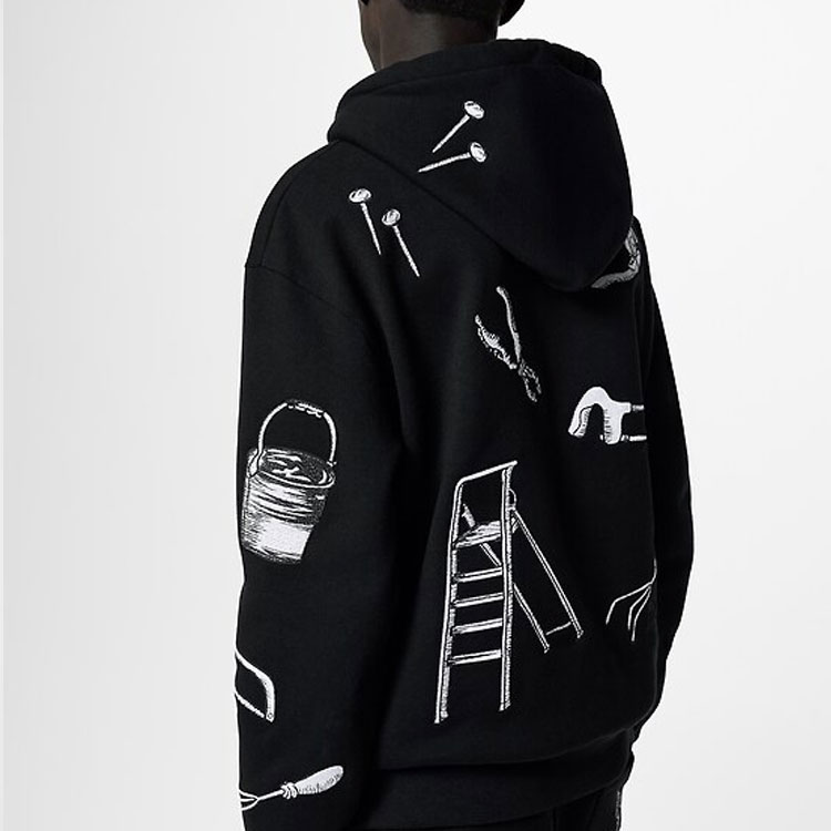 Purchase Louis Vuitton Hoodie Hitam Pola Bordir Alat. 1AB4U8