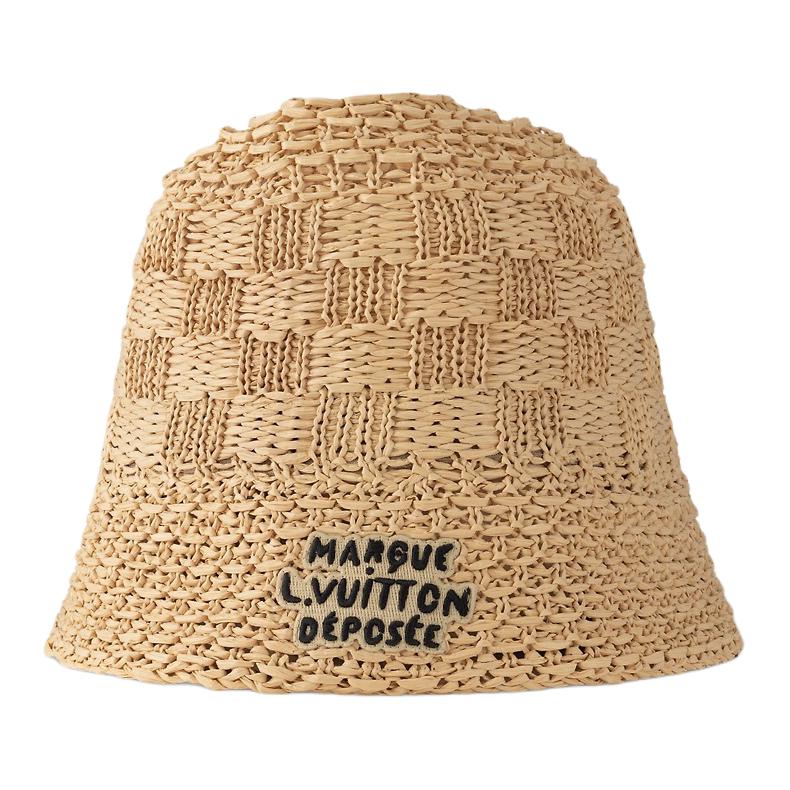 LOUIS VUITTON Embroidered Viscose Hat Unisex Couple Style Brown. m7570m