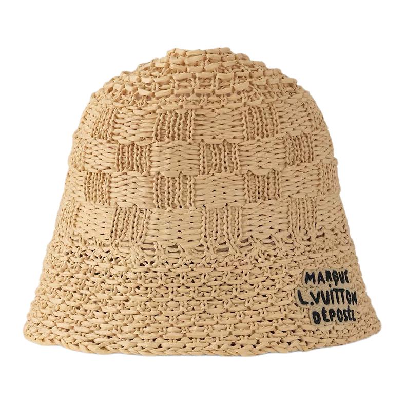 Lookbook 루이비통 자수 비스코스 모자 유니섹스 커플 스타일 브라운. m7570m