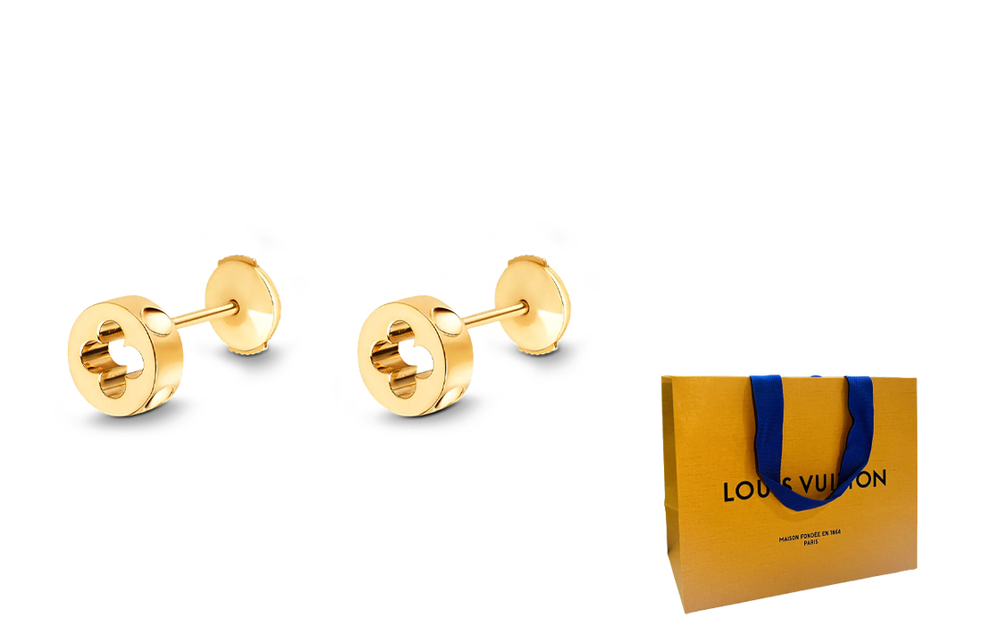 Louis Vuitton Empreinte Gold 18K Unisex Couple Stud Earrings Q96578 圖 4