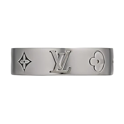 LOUIS VUITTON Engraved Logo Brass Ring Grey M1504M