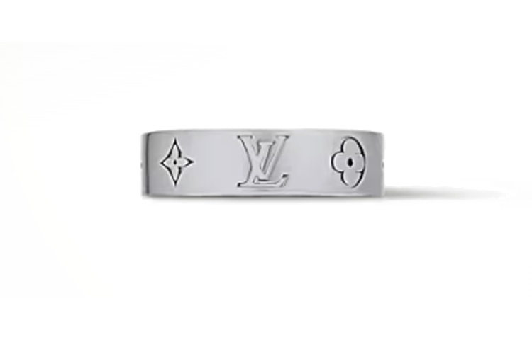 Lookbook LOUIS VUITTON 刻字Logo黃銅戒指 銀色情侶款配件 m1503m