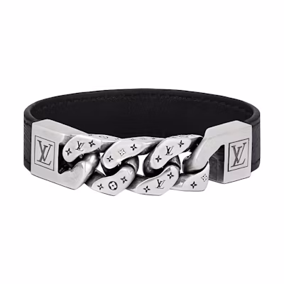 LOUIS VUITTON Engraved Logo Calfskin Bracelet for Men M6552D