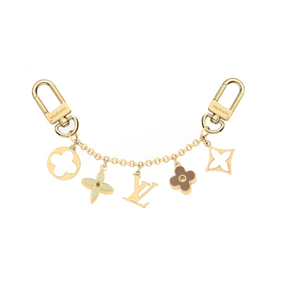 LOUIS VUITTON Engraved Logo Keychain Unisex Couple Design Gold. M01413