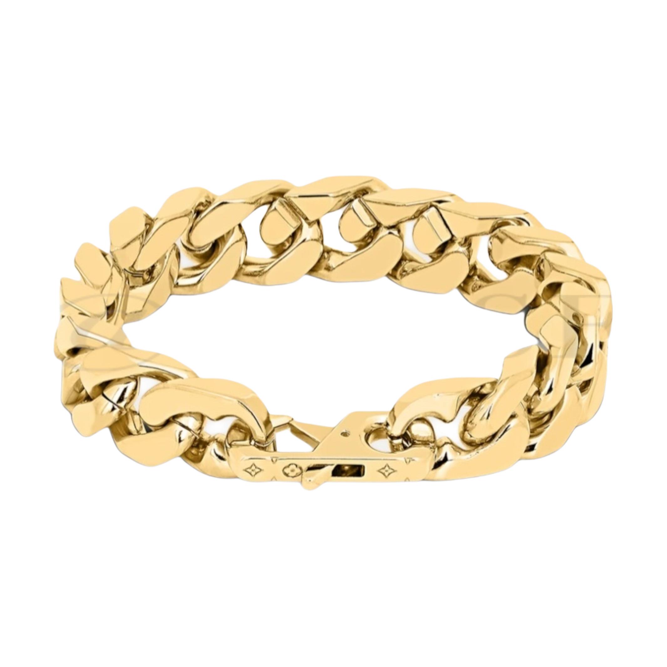 Louis Vuitton Engraved Logo Metal Bracelet Gold for Men 106908387