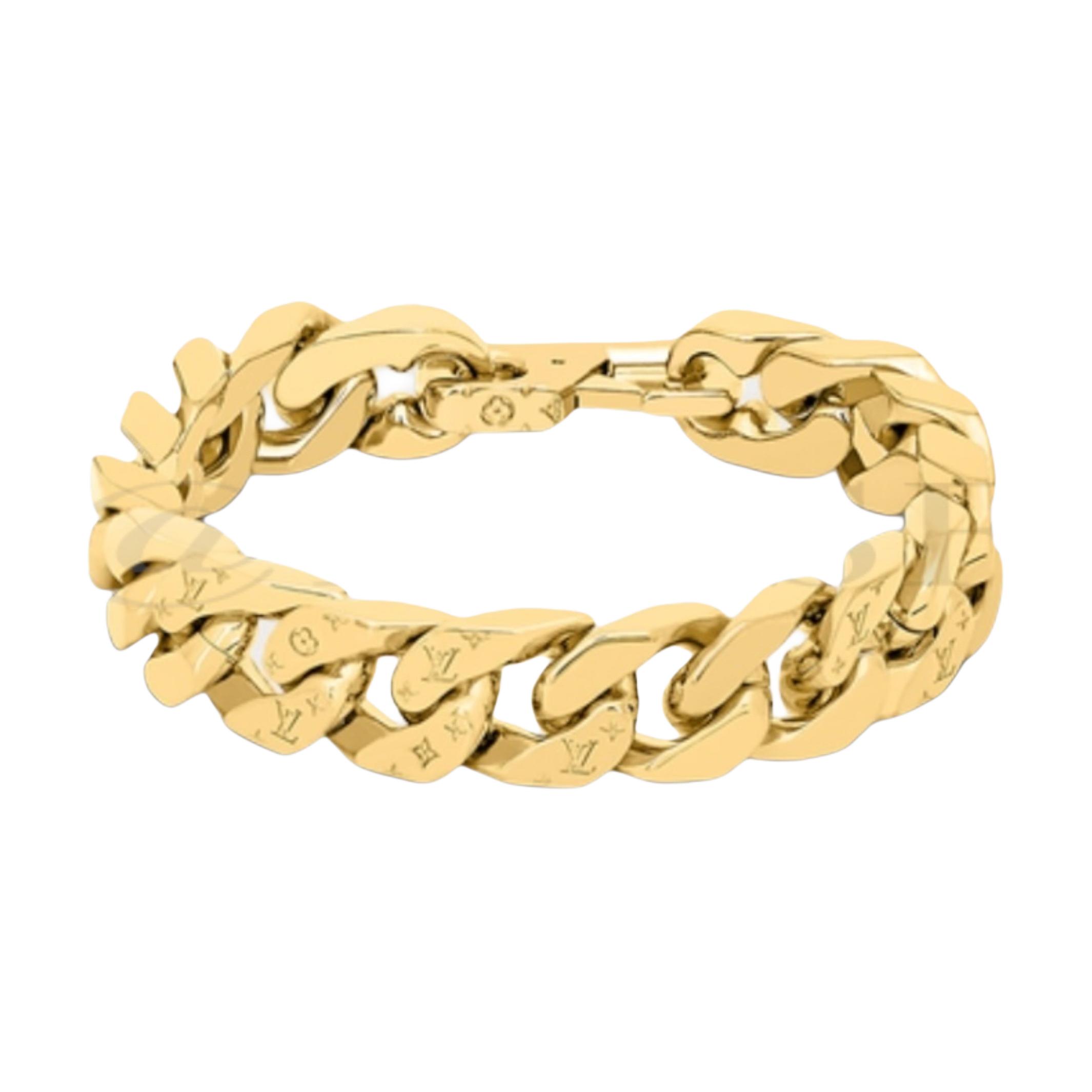 Lookbook 路易威登男士刻字金属手链金色 106908387