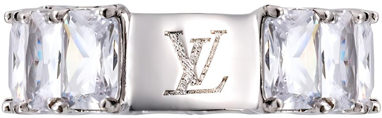 LOUIS VUITTON Engraved Logo Zircon Ring Unisex Couple Design Silver MP3364 Buy LOUIS VUITTON Engraved Logo Zircon Ring Unisex Couple Design Silver MP3364