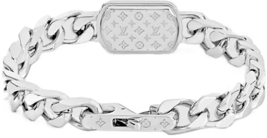 Lookbook Pulsera Cadena Cubana Plata Louis Vuitton Grabada con Logo LV Joyería M0088M