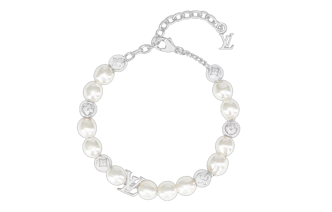 LOUIS VUITTON Engraved Metal Pearl Bracelet Unisex Couple Design. m0996a 圖 2