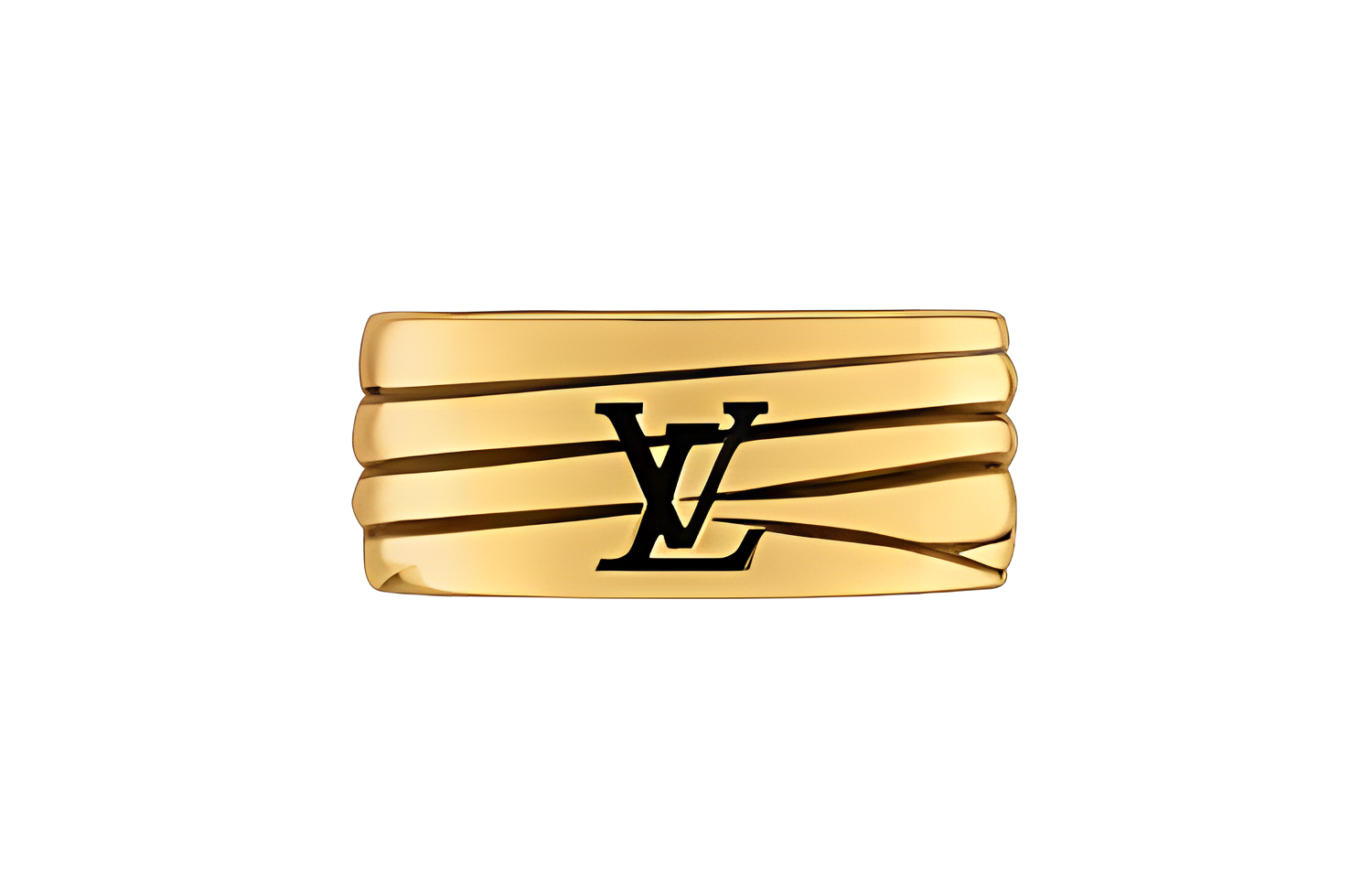 LOUIS VUITTON Engraved Monogram Metal Ring Unisex Gold Couple Ring m1232m