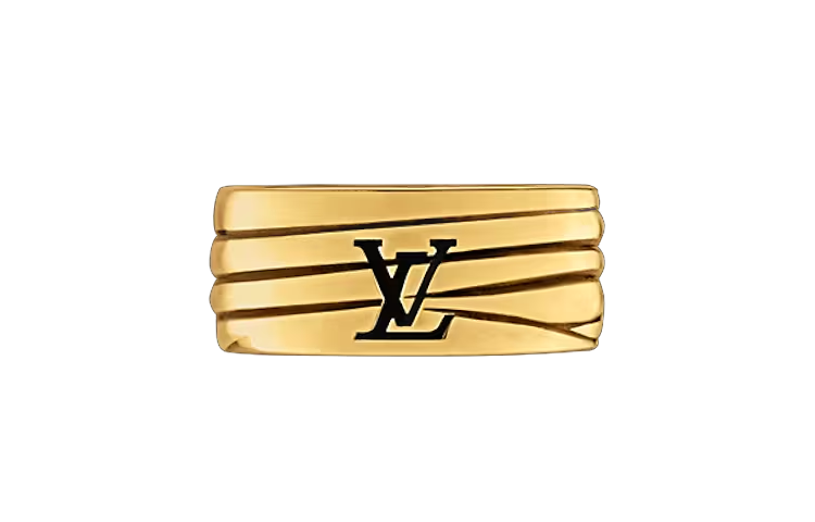 Order Anillo Unisex de Metal Grabado Monograma LOUIS VUITTON Oro para Parejas m1232m